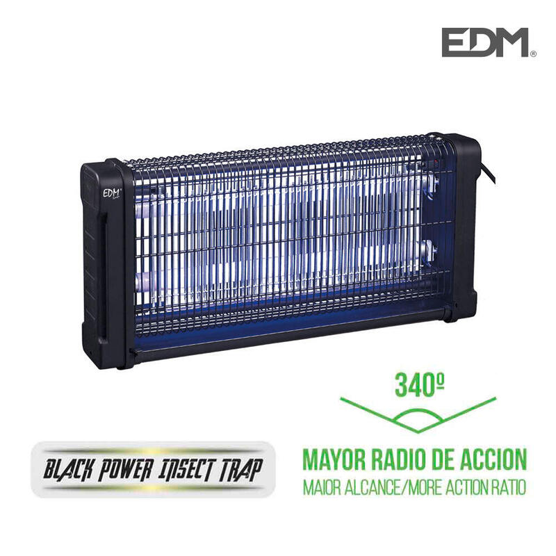 EDM Exterminador Insectos Professional Electronic 2X10W 43,7X10X26,5CM 340° Colour Black