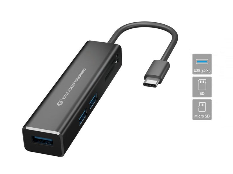 Conceptronic Hub 3.1 USB-C DONN08 3 Ports USB 3.0 And Reader Cards SD / microSD
