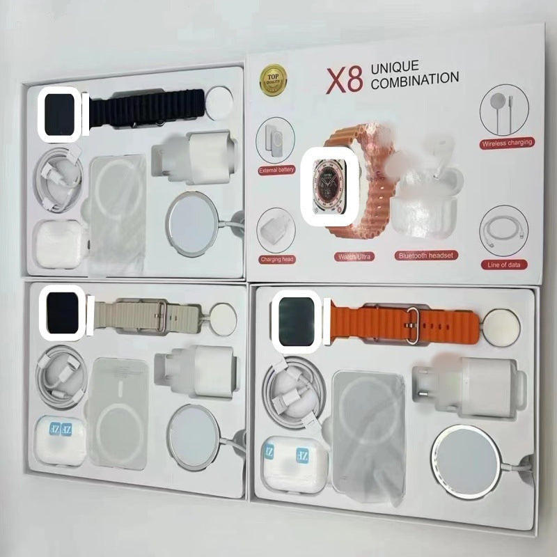 X8X9X10 Smart Watch Wireless Power Bank Bluetooth Headset Charging Plug Six-piece Double Strap