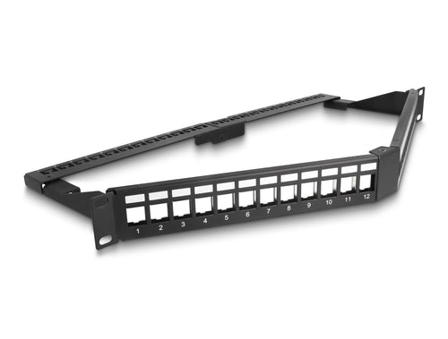 Delock 19 Keystone Patchpanel 24 Port With Entlastungsschiene 1 He Gewinkelt Black — image 1