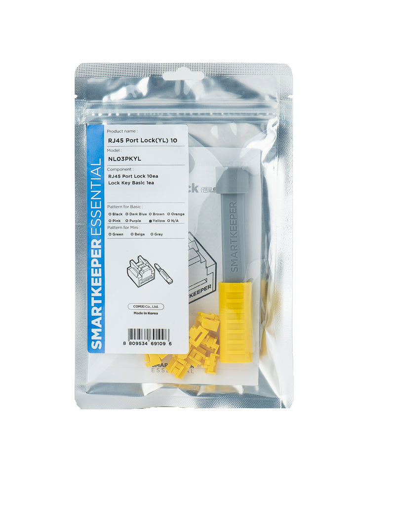 Smartkeeper Basic RJ45 Port Blocker Yellow 10 Units + Key