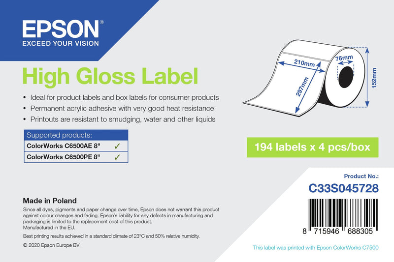 Epson C33S045728 Label Printer White Label Printer Self-adhesive