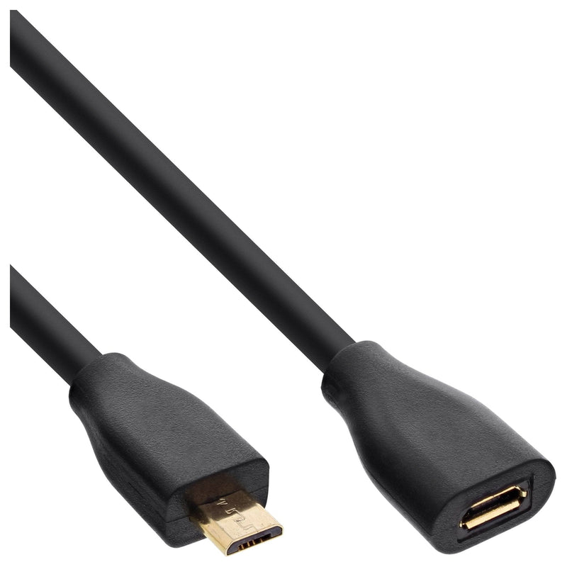 Inline Cable Extensión Micro-usb, USB 2.0 Micro-b M/H, Black/Gold 3M