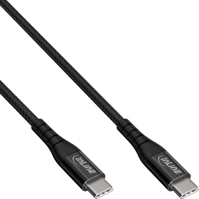 Inline® USB 2.0 Cable USB-C 100W Quick Charger Cable Textile Black, 1M — image 1