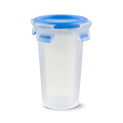 Emsa Clip & Close Recipiente Conservar Alimentos 0,35 Litros, Glass Transparent/Blue Round Ø 9,2CM 508551 — image 1