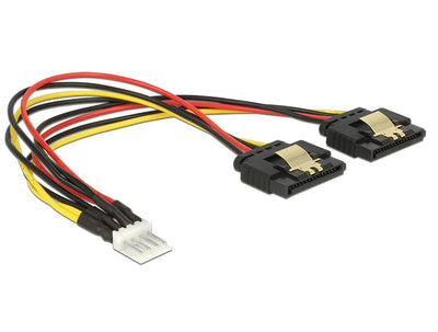 Cable Power Floppy 4 Pin Connector Male 2 X SATA 15 Pin Connector Female Metal 20CM — image 1
