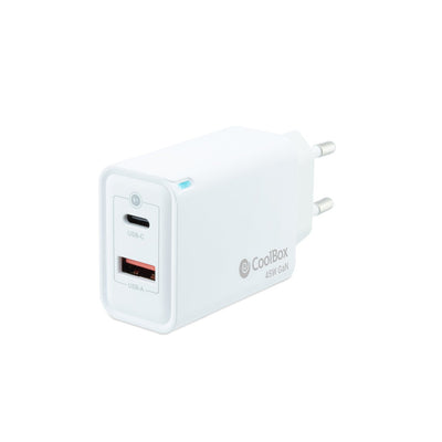 Coolbox Charger Wall/Travel 3.0 GaN USB-C/Pd + USB-A 45W White Coolbox Máximo 45W/ 1x USB-C, 1x USB-A/ Quickch — image 1