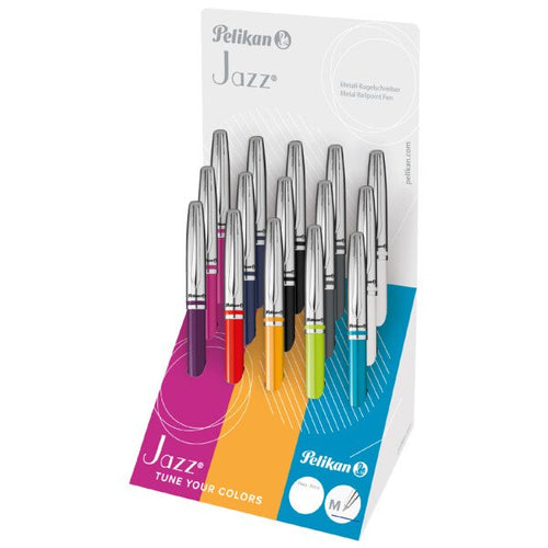 Pelikan Jazz Classic Expositor With 15 Pens Retractiles - Trazo 1MM - Mecanismo Giro - Capuchon And Clip — image 1