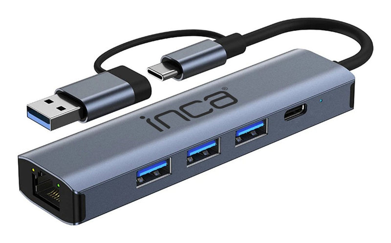 Inca Hub 5-PORT IUTP-5T USB-C/A-3x USB-A3.0/RJ45 5GBIT/S Gr