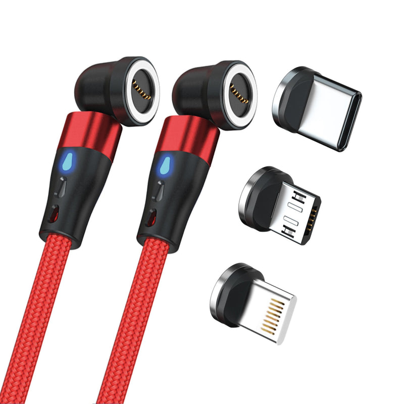 Realpower Magentic CABLE,1M,2X Magnetic Red With Adaptern