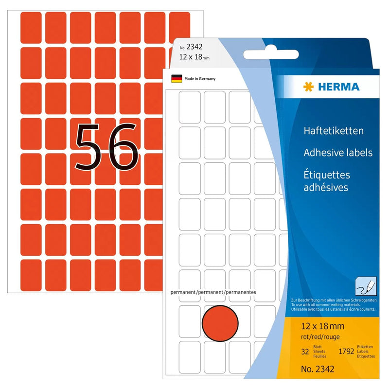 Herma Labels Multiusos Red 12X18 Mm Paper Matte 1792 Pieces