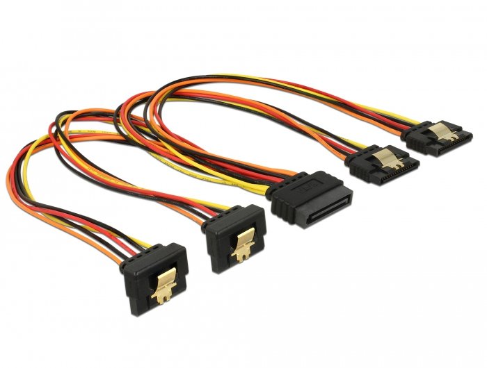 Cable SATA 15 Pin Power Connector Male With Función Enclavamiento SATA 15 Pin Power Connector Female 2 X Recto