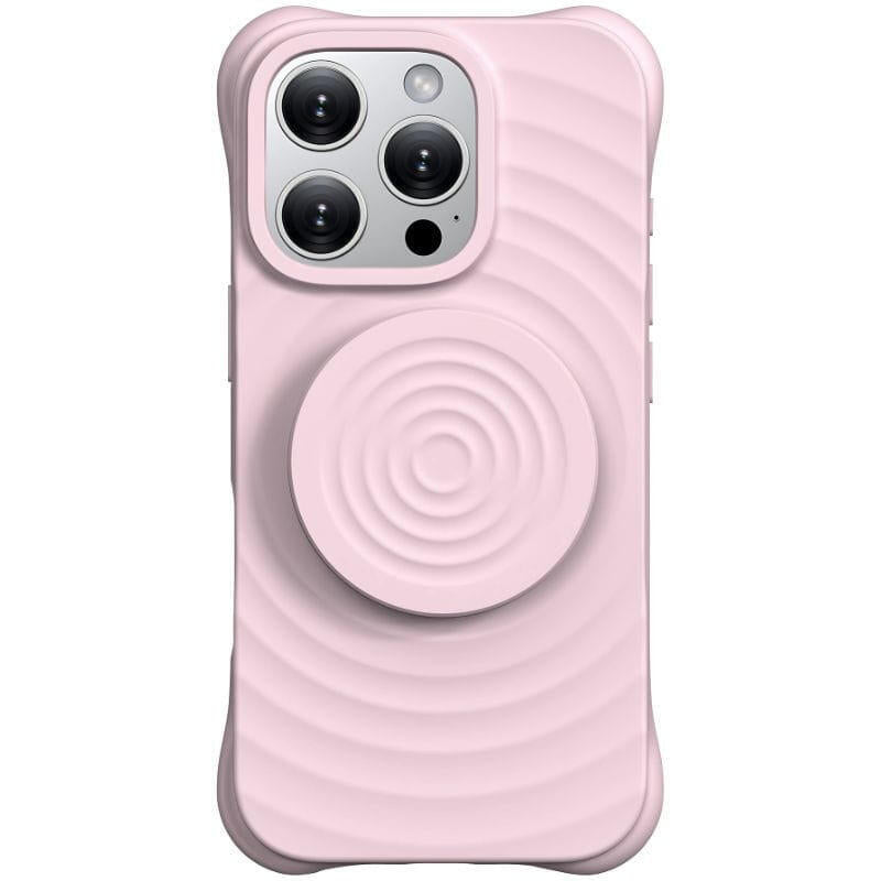 Case Magnética Silicone Ondulada With Stand Magsafe Iphone 16 Pro Max. Pink