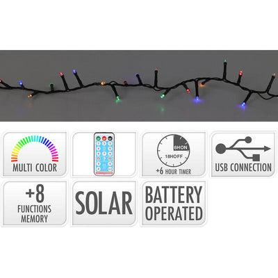 Garland Led, 400 Leds 8 Funciones Parpadeante Multicolour IP44, Solar. Basics — image 1