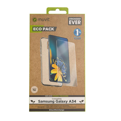 Muvit For Change Case Compatible With Samsung Galaxy A34 + Screen Protector Glass Tempered Flat — image 1