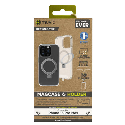 Muvit For Change Case Recycletek Magsafe With Stand Compatible With Apple Iphone 15 Pro Max. Transparent — image 1