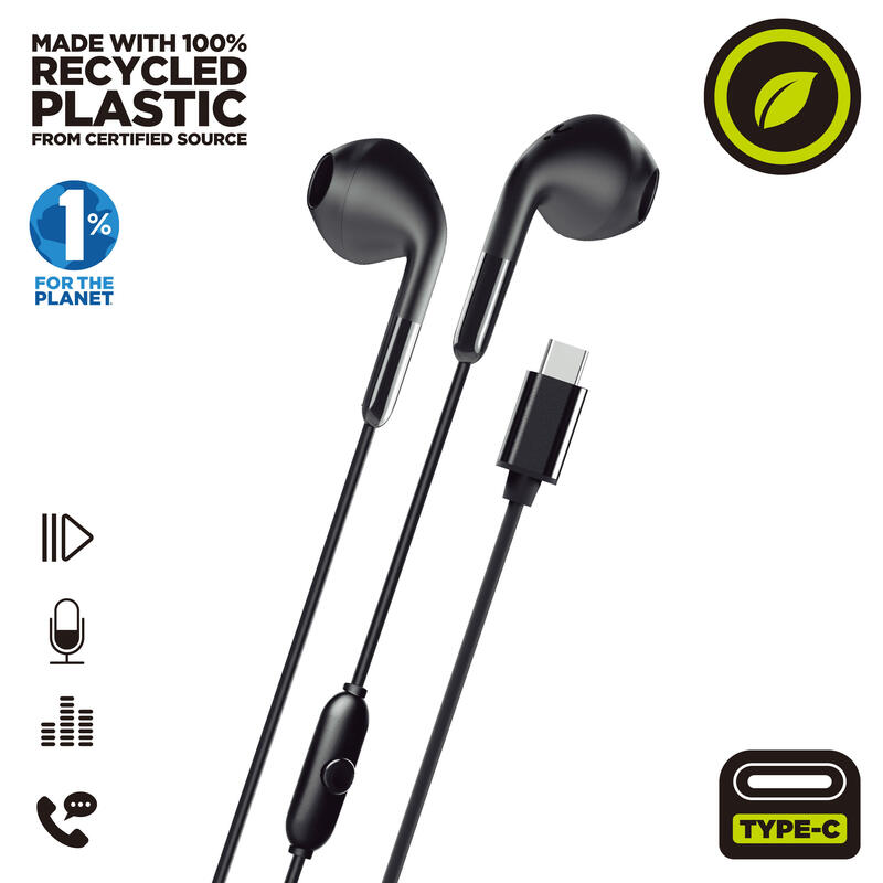 Muvit For Charge Headphones Stereo E58 Type-c Black