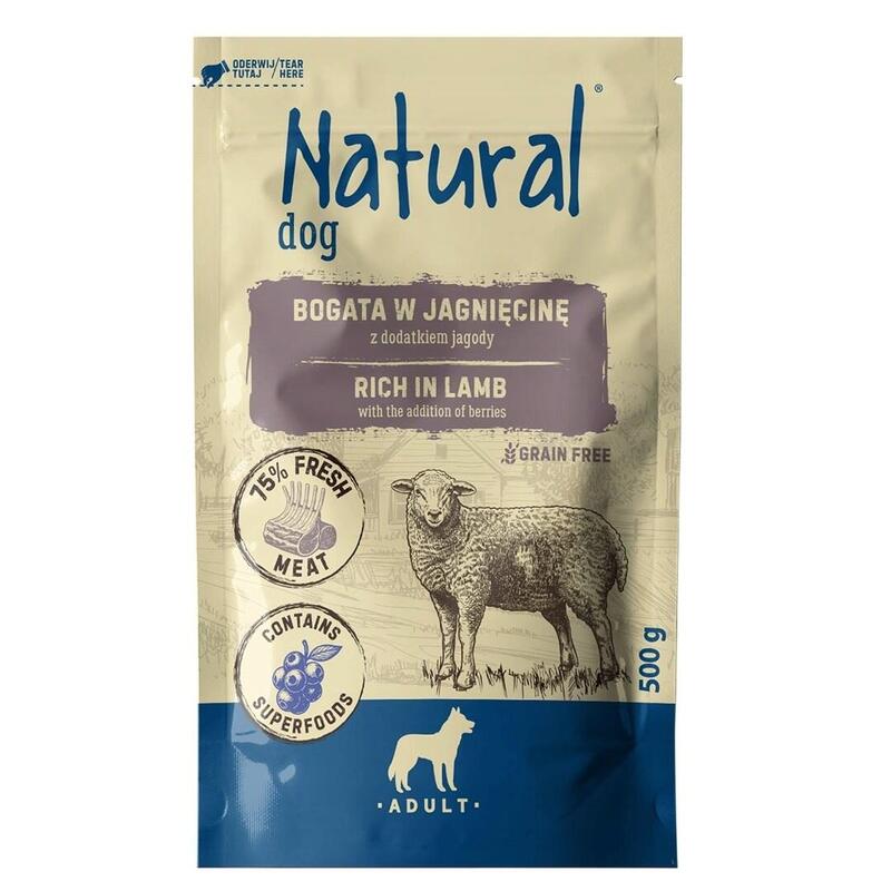 Natural Cordero Z Dodatkiem Bayas Comida Húmeda Perros 500G