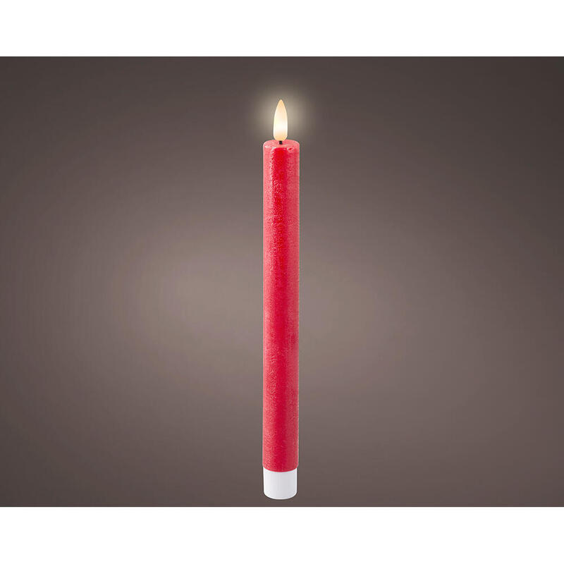 Pack 2 Units Candle LED Colour Red Ø2,2X24,5CM.