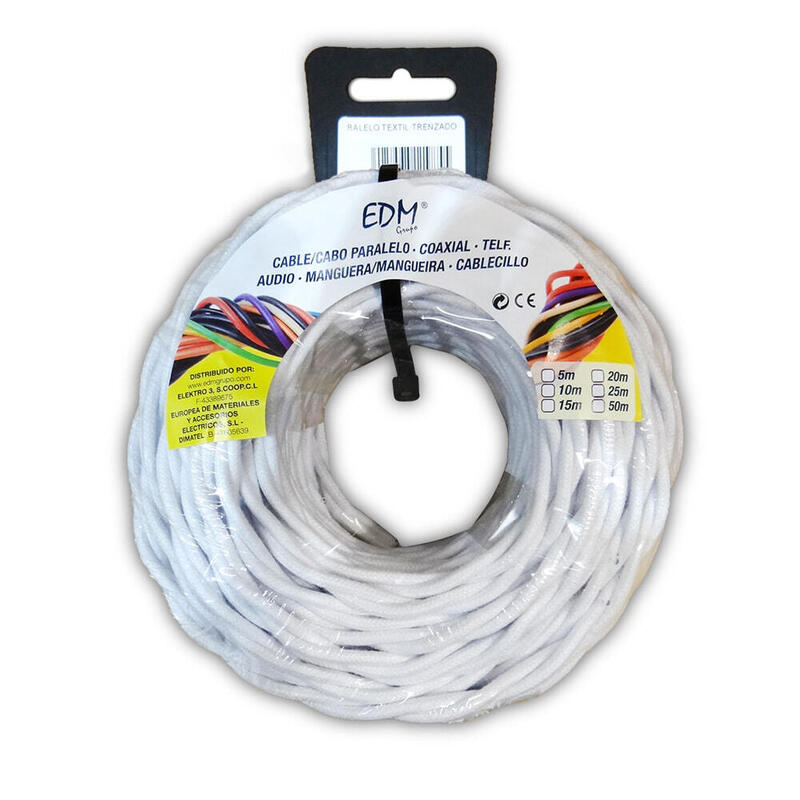 Paralelo Textil Trenzado 3X2,5MM White 25M