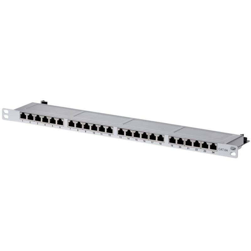 Helos Patch Panel CAT.6A 19 0.5U 24 Ports Grey Claro