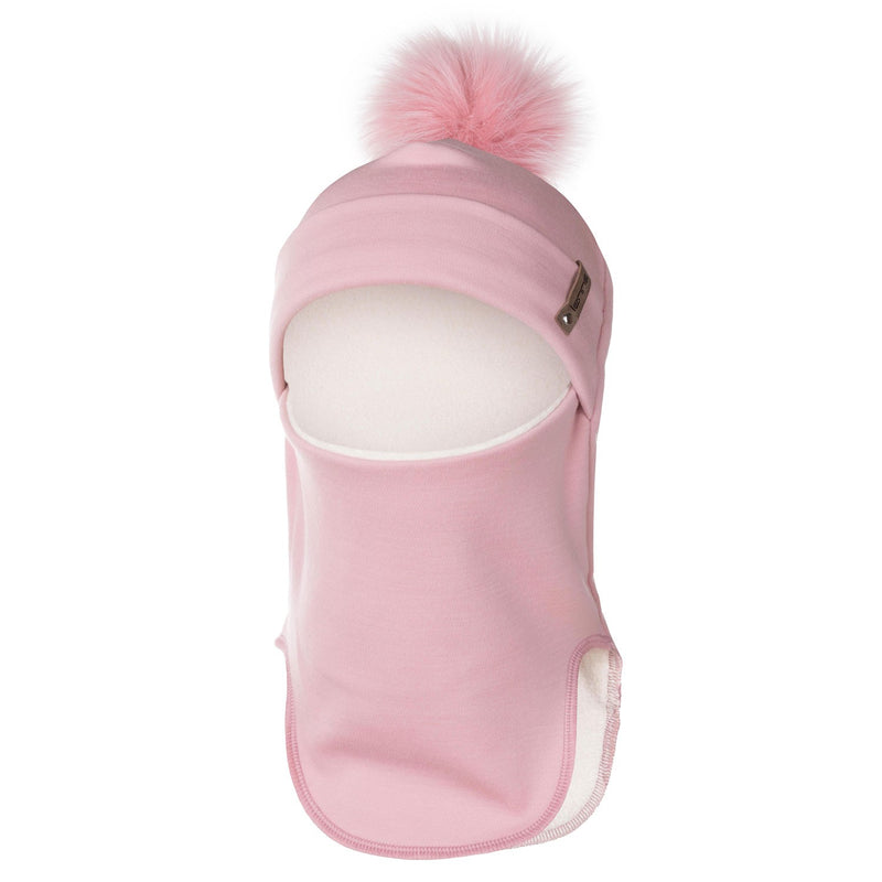 Pink Merino Wool Pom-Pom Balaclava