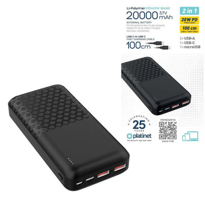 Platinet Power Bank 20000MAH Charging Fast Black PMPB20OP18 — image 1