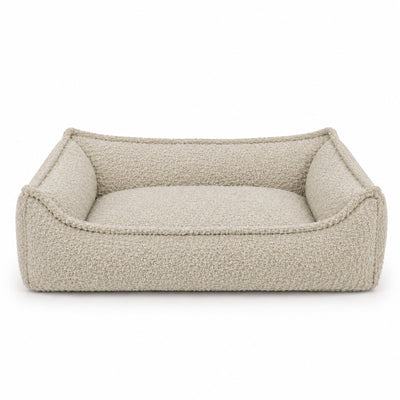Nino Bouclé Dog Basket Bed with Removable Cover – Ecru, S