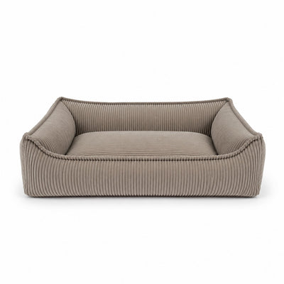 Nino Corduroy Dog Basket Bed with Removable Cover – Hazelnut Taupe, M