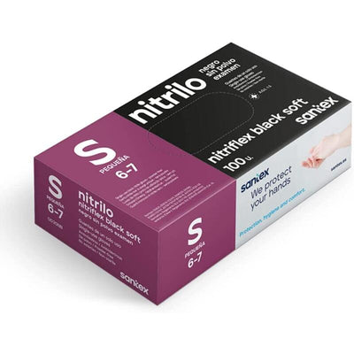 Santex Nitriflex Black Soft Pack 100 Gloves Nitrilo Examen Size S - Without Polvo - Libre Latex - Ambidiestros — image 1
