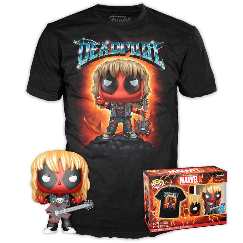 Set Figura Pop & Tee Marvel Deadpool Pesado Metal Tamaño XL