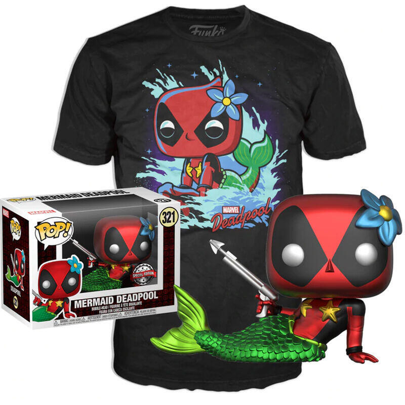 Set Figure Pop & Tee Marvel Deadpool Mermaid Exclusive Size L