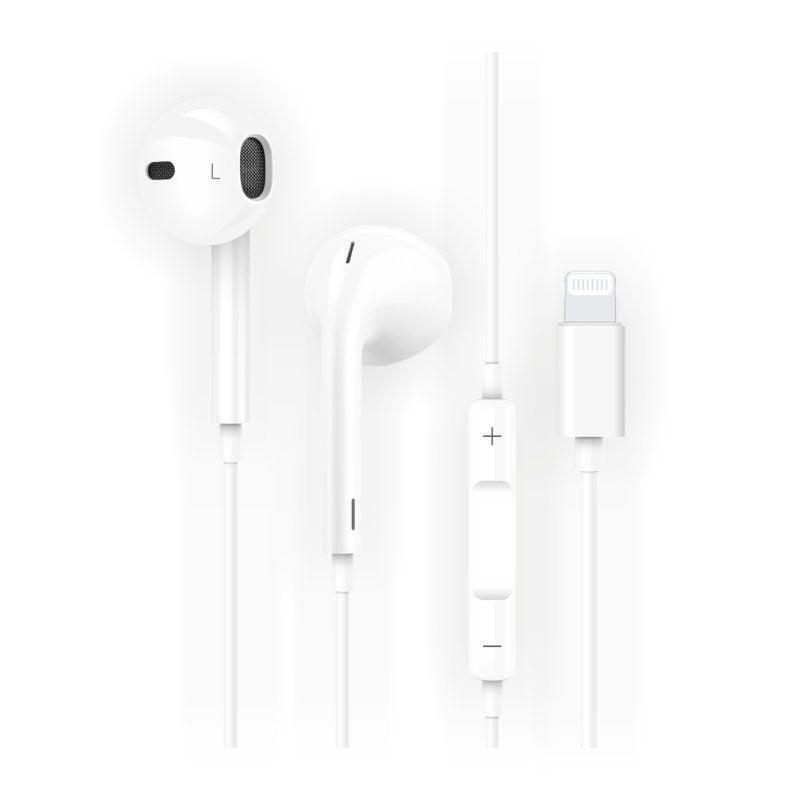 Techonetech Headphones Eartech Hip With Microphone Lightning White