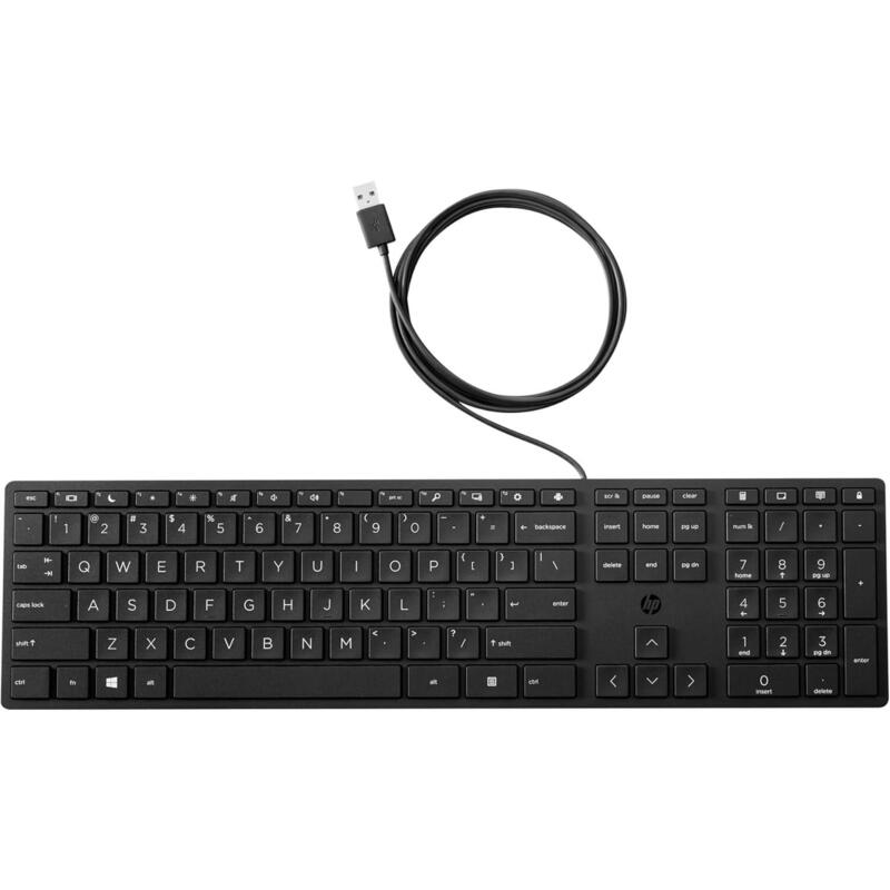 HP Keyboard Refurbished Wired Desktop 320K HSA-C001K Spanish (QWERTY) Black With USB Cable L96909-071 1 Year W