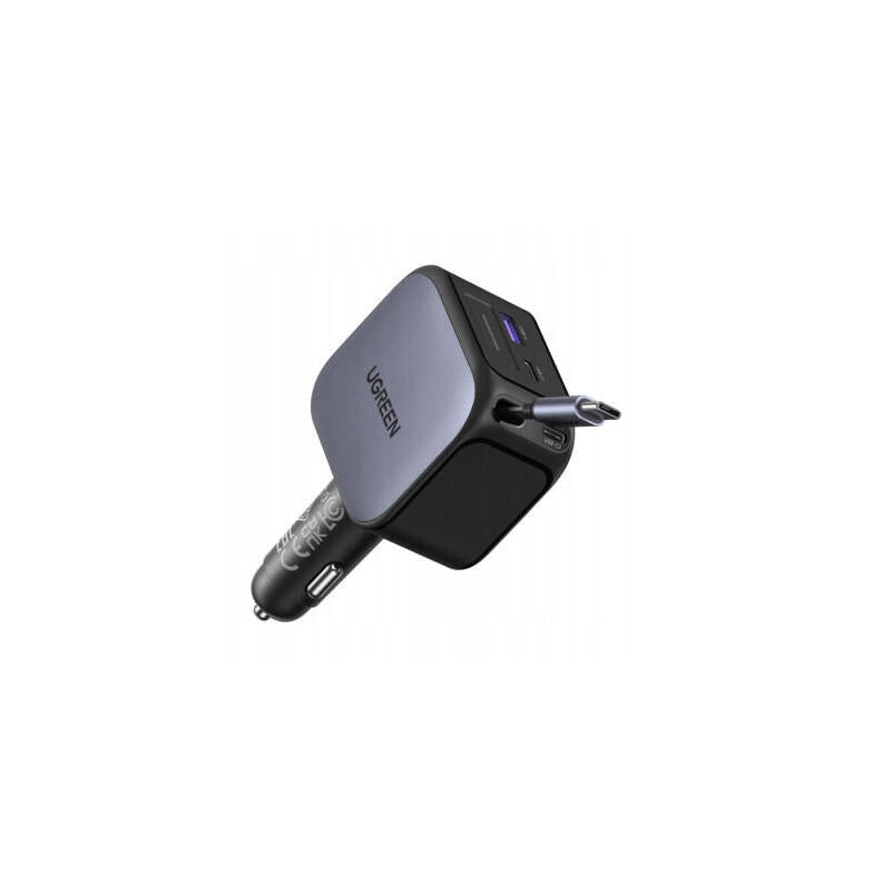 UGREEN 145W 3C1A Fast Car Charger With Retractable USB-C Cable