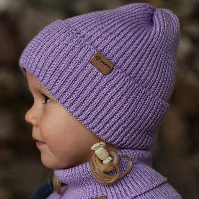 Winter Merino Wool Hat for Kids - Lavender